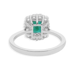 18Karat White Gold Natural 0.76Ct Zambian Emerald & 0.49 Ct SI/H Diamond Ring