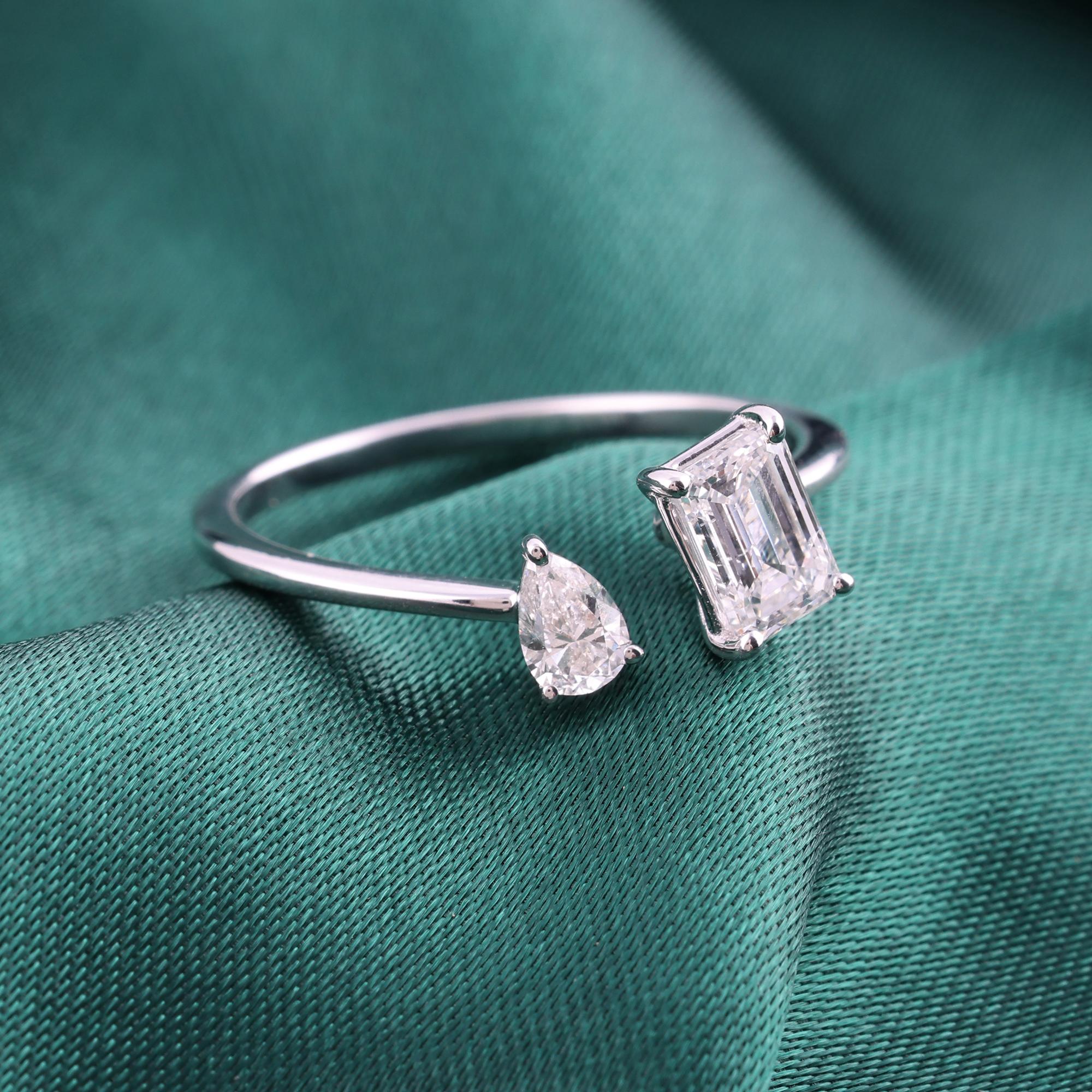 En venta: Anillo de diamantes naturales de 0,77 quilates con claridad SI y color HI Joyas de oro blanco de 18 quilates  2