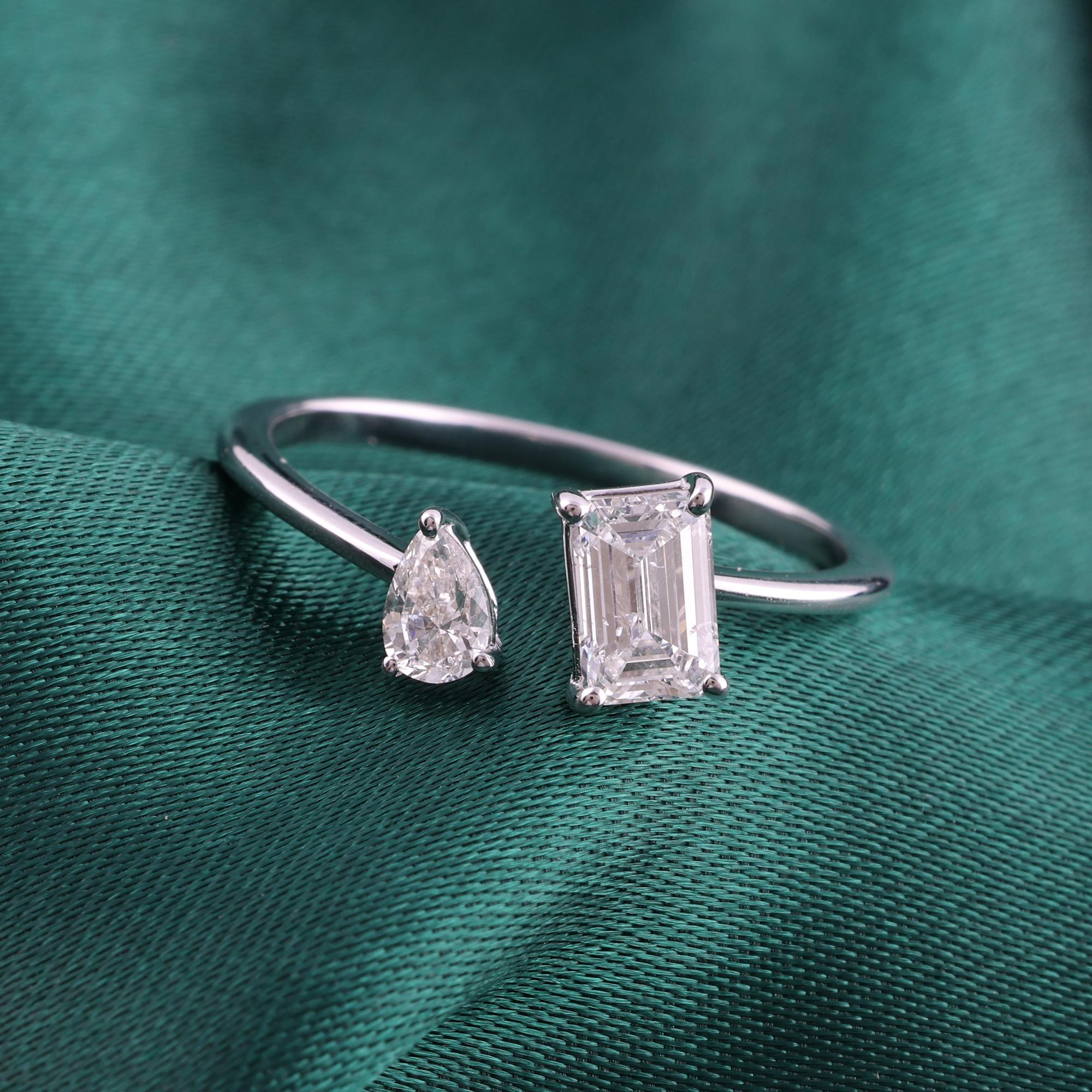 En venta: Anillo de diamantes naturales de 0,77 quilates con claridad SI y color HI Joyas de oro blanco de 18 quilates  3