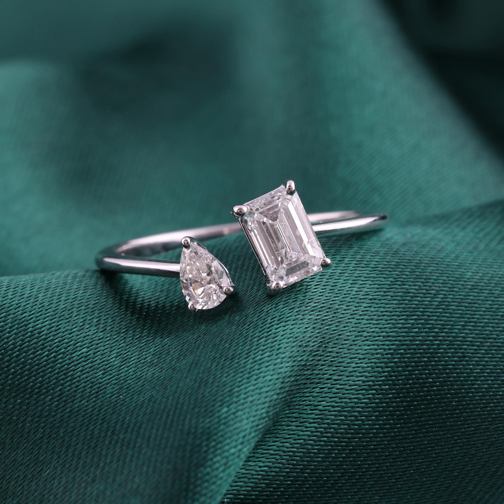 En venta: Anillo de diamantes naturales de 0,77 quilates con claridad SI y color HI Joyas de oro blanco de 18 quilates  4