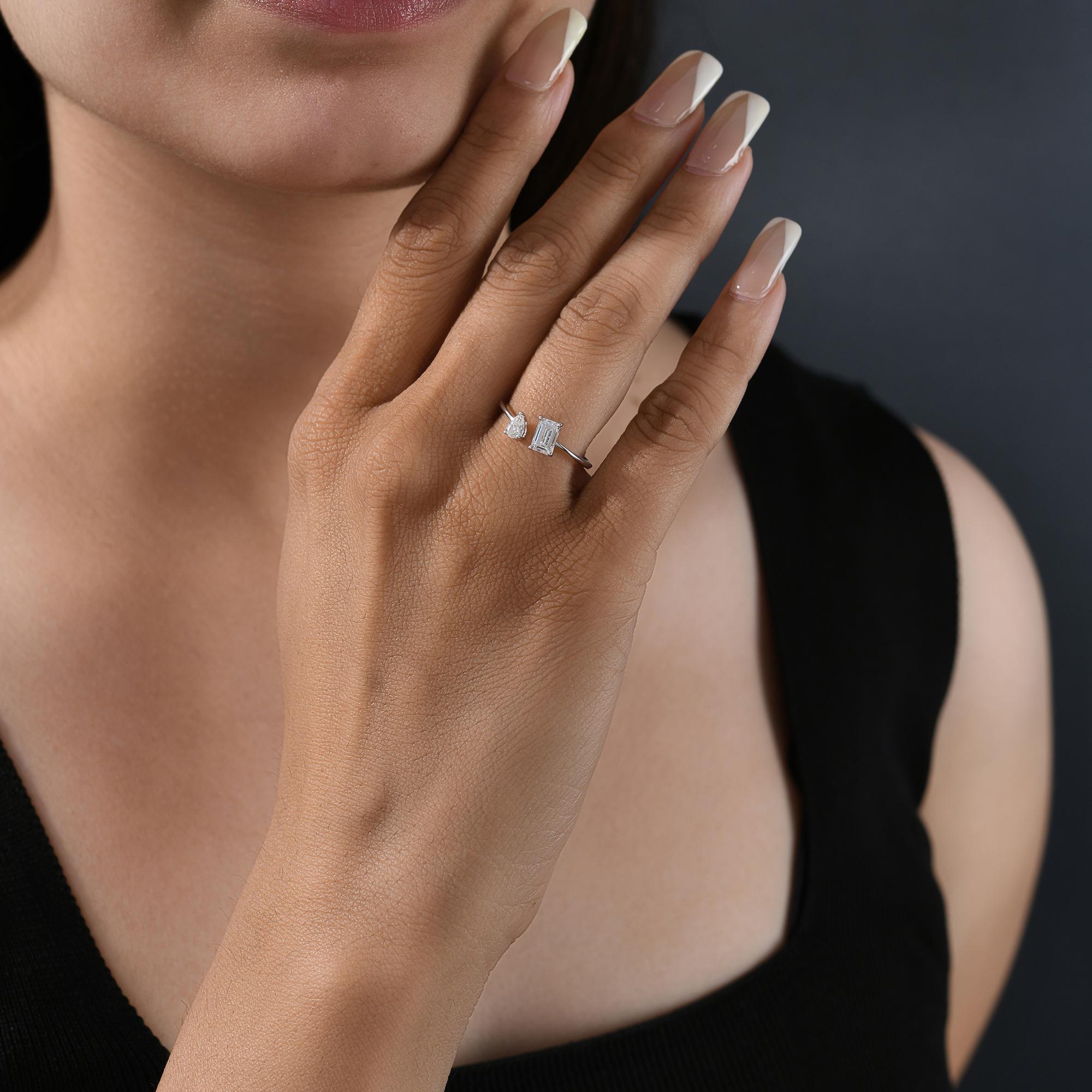 En venta: Anillo de diamantes naturales de 0,77 quilates con claridad SI y color HI Joyas de oro blanco de 18 quilates  5