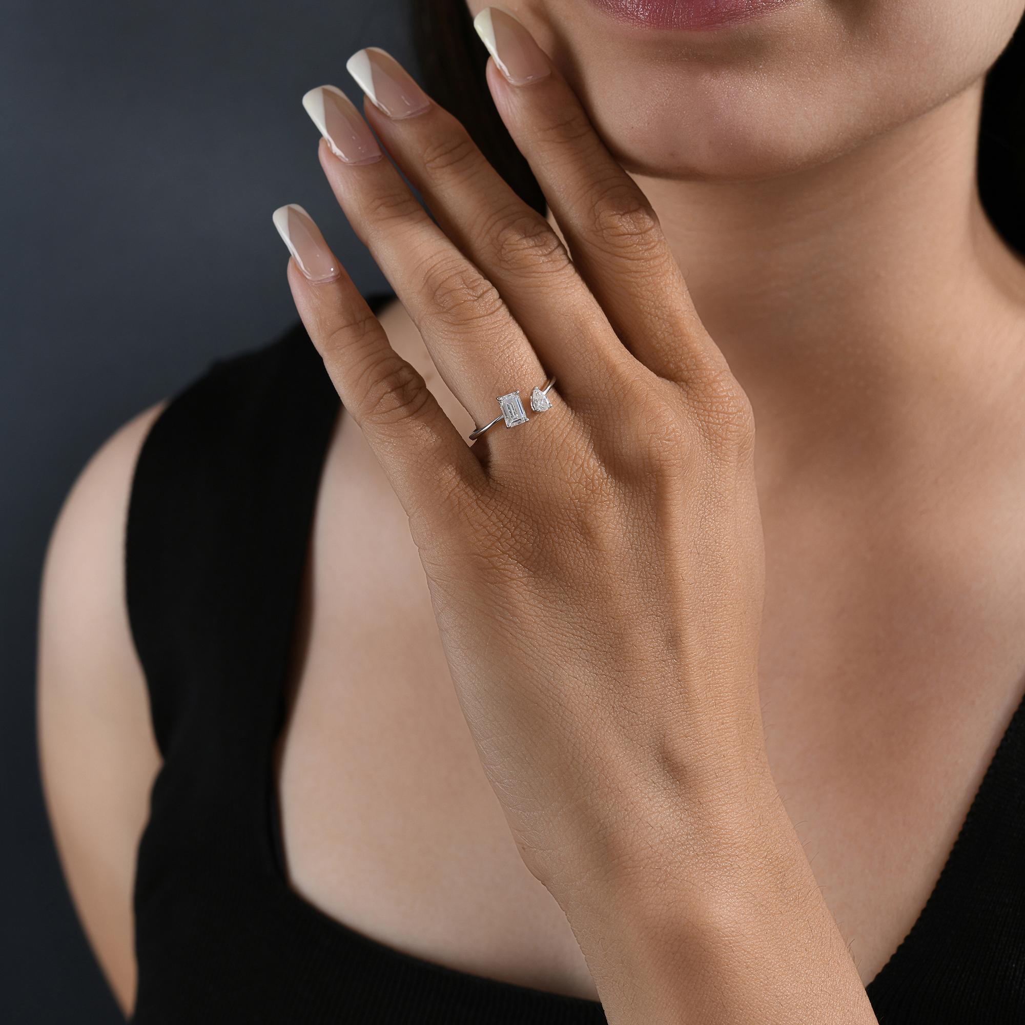 En venta: Anillo de diamantes naturales de 0,77 quilates con claridad SI y color HI Joyas de oro blanco de 18 quilates  6