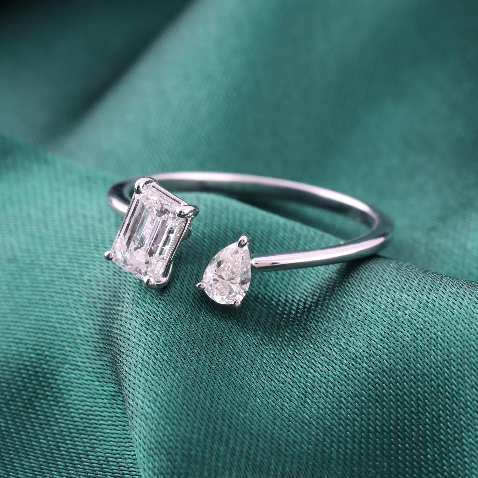 En venta: Anillo de diamantes naturales de 0,77 quilates con claridad SI y color HI Joyas de oro blanco de 18 quilates  7