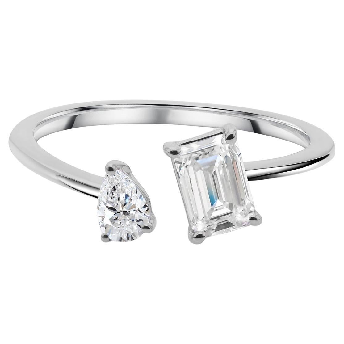 Anello con diamante naturale da 0,77 carati SI Clarity HI Color Gioielli in oro bianco 18 carati