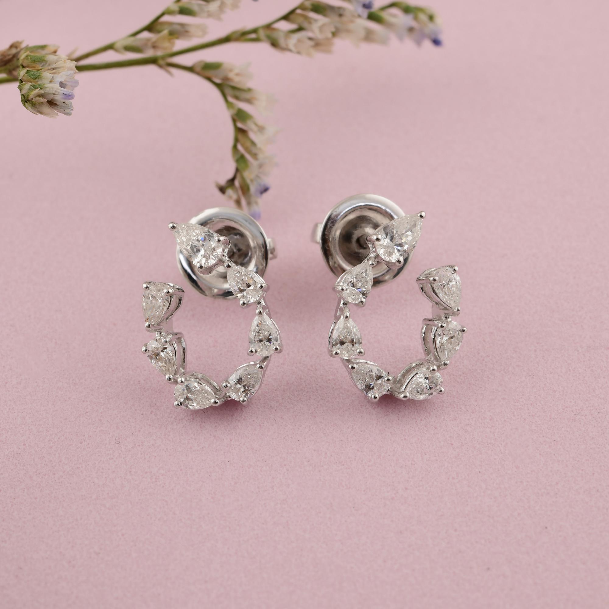 Natürliche 0,77 Karat SI Reinheit HI Farbe Birne Diamant 14 Karat Weißgold Ohrringe (Moderne) im Angebot