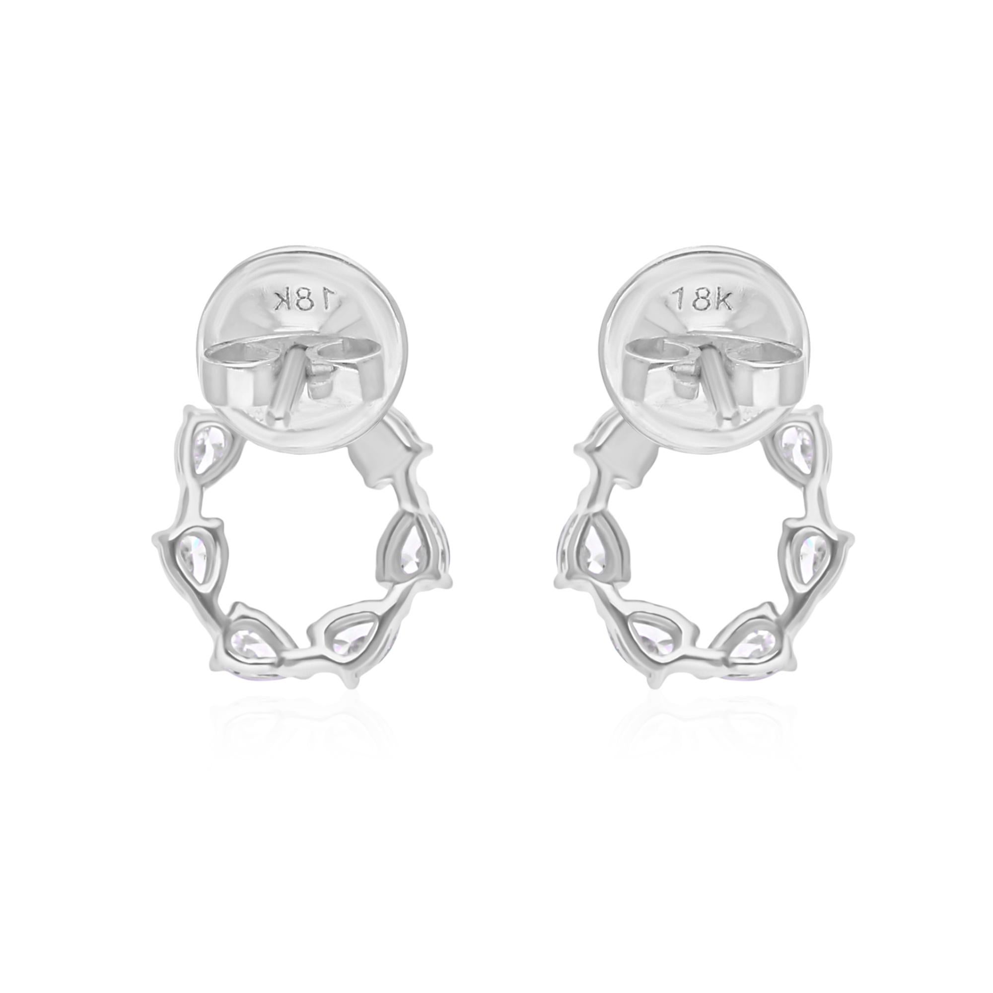 Natural 0.77 Carat SI Clarity HI Color Pear Diamond 18 Karat White Gold Earrings In New Condition For Sale In Diera, Dubai