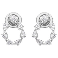 Natural 0.77 Carat SI Clarity HI Color Pear Diamond 18 Karat White Gold Earrings