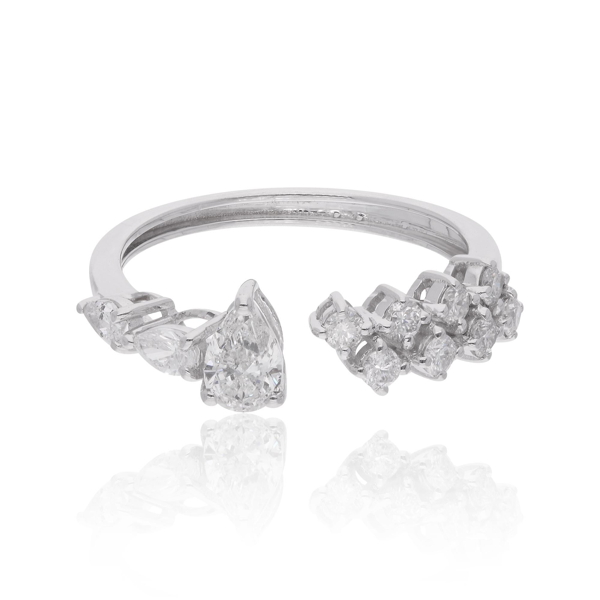 Im Angebot: Manschettenarmbandring aus 18 Karat Weißgold mit natürlichem 0,78 Karat rundem und birnenförmigem Diamanten () 4