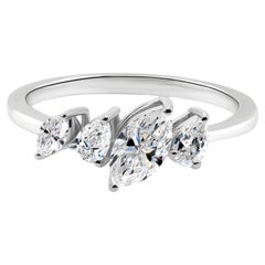 Natürlicher 0,78 Karat SI Reinheit HI Farbe Diamantring 18 Karat Weißgold Schmuck