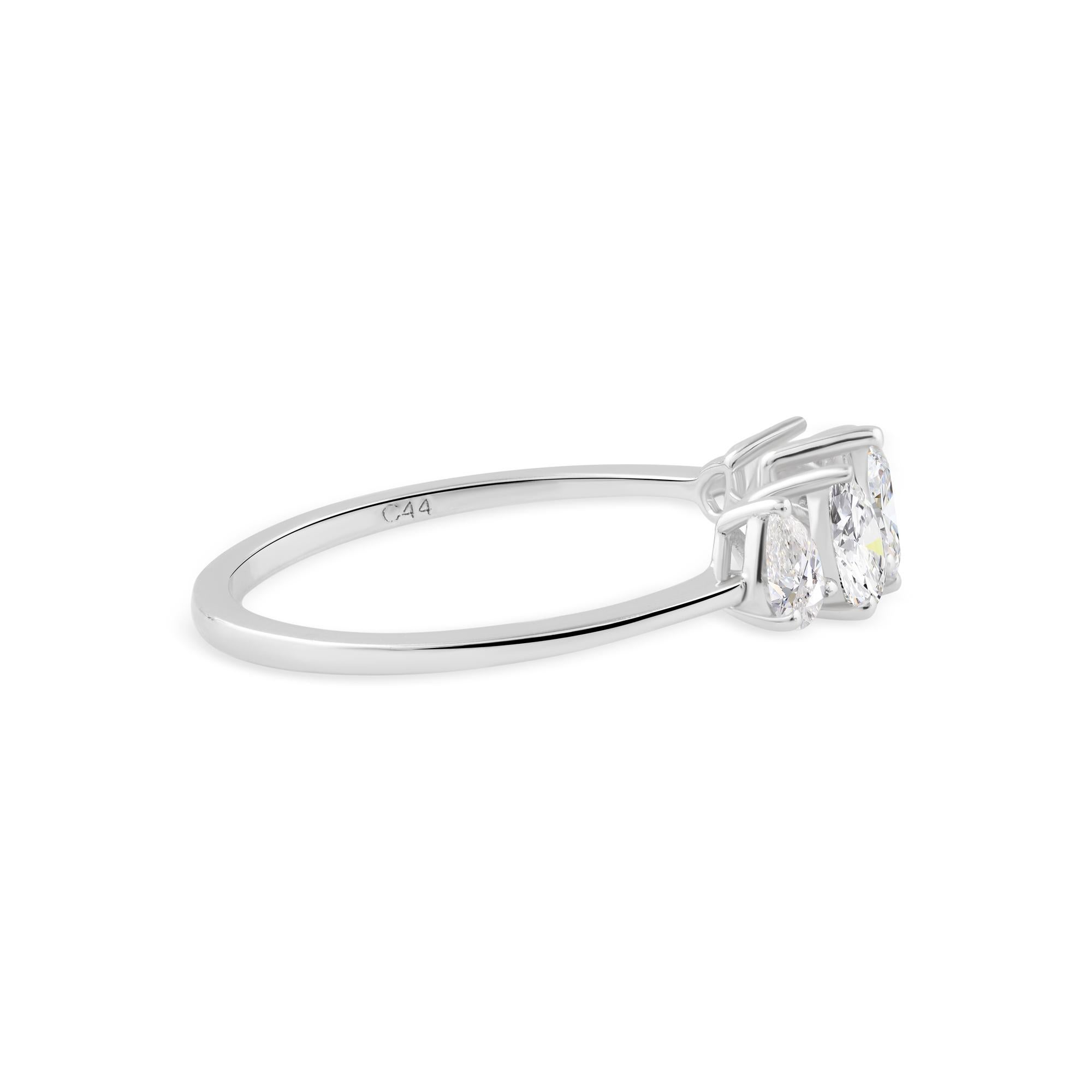Anillo de diamantes naturales de 0,78 quilates con claridad SI y color HI Joyas de oro blanco de 9 quilates Moderno en venta