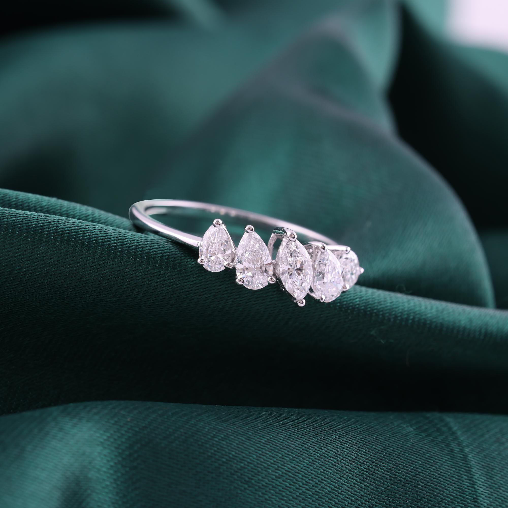 Anillo de diamantes naturales de 0,78 quilates con claridad SI y color HI Joyas de oro blanco de 9 quilates en Nuevo estado para la venta en Diera, Dubai