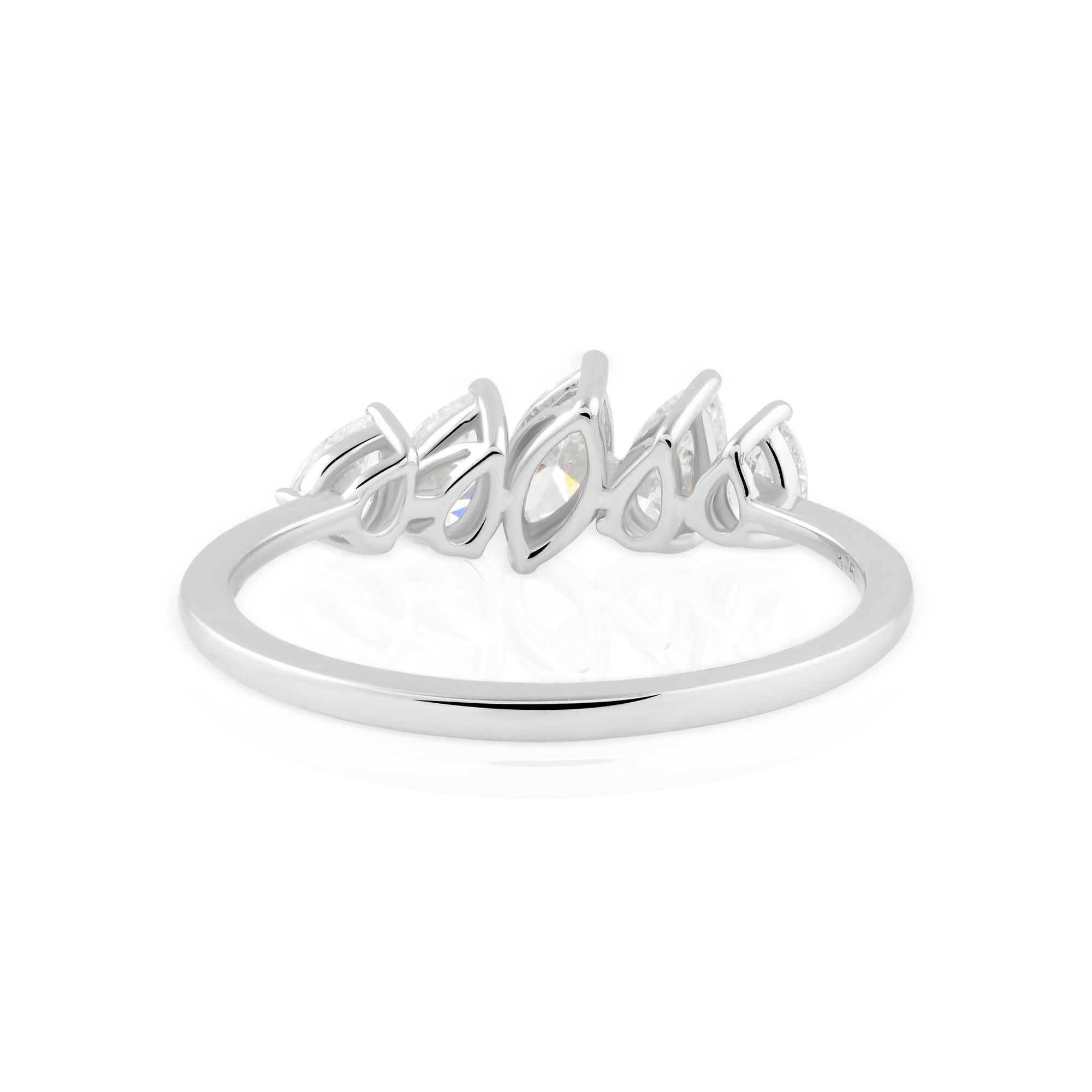 Anillo de diamantes naturales de 0,78 quilates con claridad SI y color HI Joyas de oro blanco de 9 quilates en venta 1