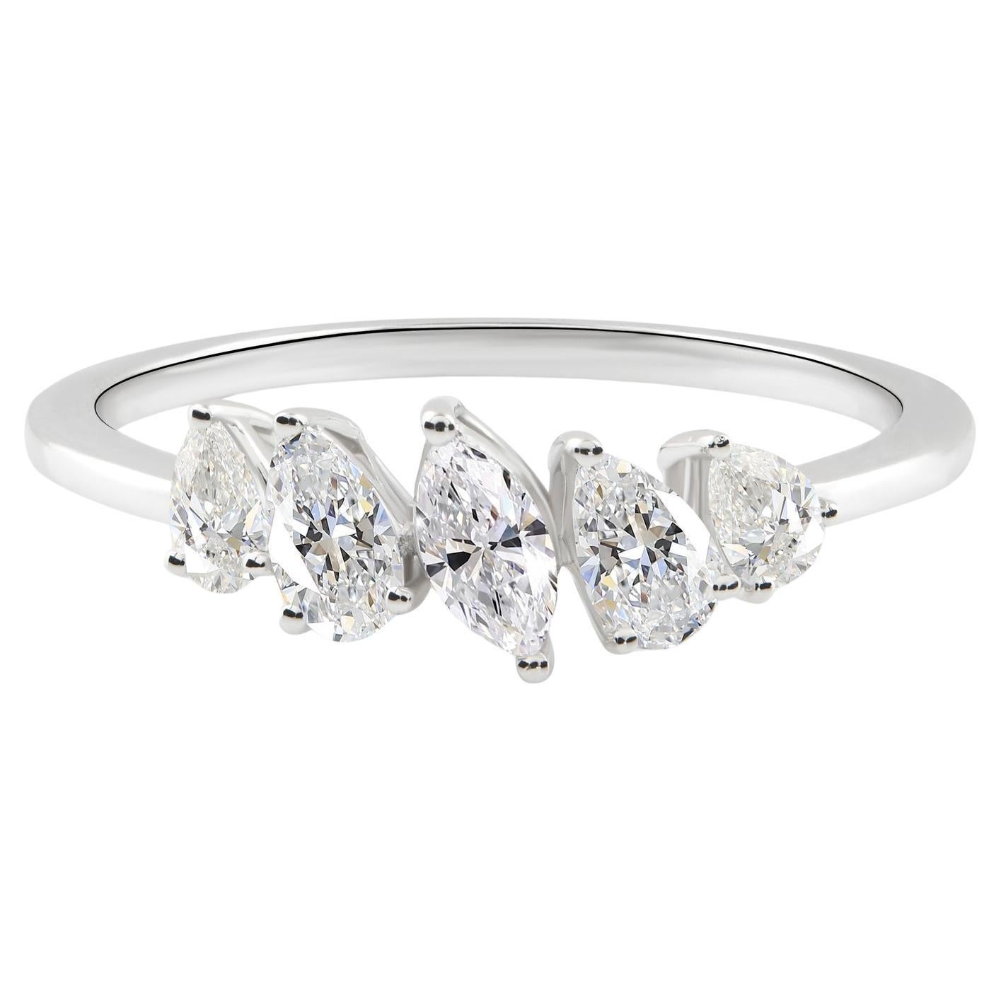 Natürlicher 0,78 Karat SI Reinheit HI Farbe Diamantring 9 Karat Weißgold Schmuck