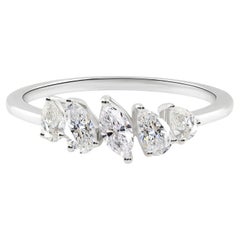 Natürlicher 0,78 Karat SI Reinheit HI Farbe Diamantring 9 Karat Weißgold Schmuck