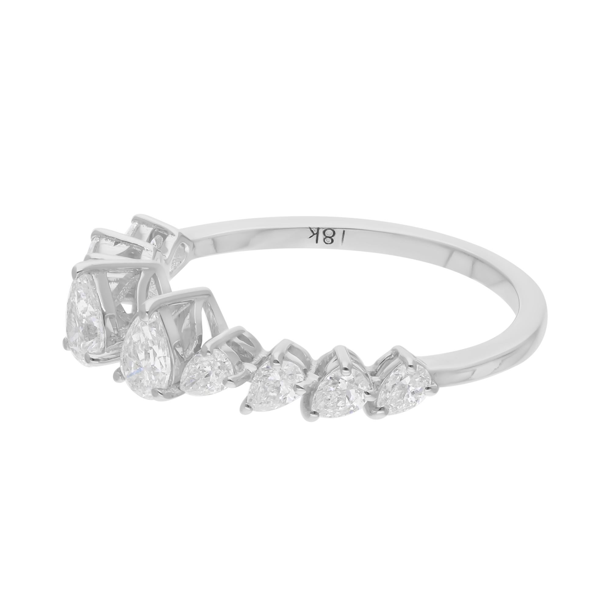 Anillo puño de diamantes en forma de pera SI/H de 0,78 quilates naturales Joyas de oro blanco de 18 quilates Moderno en venta