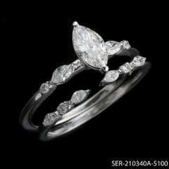 Marquise Cut Natural Diamond Bridal Ring Set 0.79 Carat in 18K White Gold