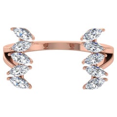 Natural 0.8 Carat Marquise Diamond Cuff Ring 18 Karat Rose Gold Handmade Jewelry