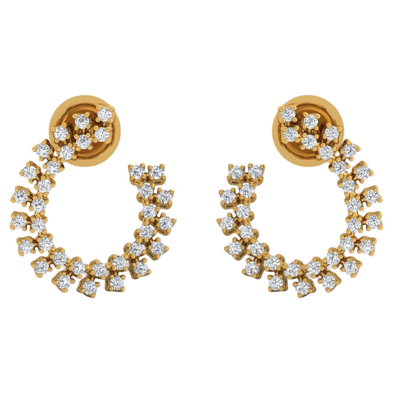 Natürliche natürliche 0.8 Karat SI Reinheit HI Farbe Diamant feine Ohrringe 18 Karat Gelbgold