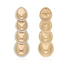 Natural 0.8 Carat SI/H Pave Diamond Dangle Earrings 18 Karat Yellow Gold Jewelry