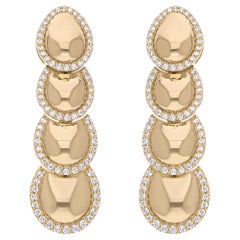 Pendants d
oreilles en or jaune 18 carats avec diamants pavés de 0,8 carat SI/H