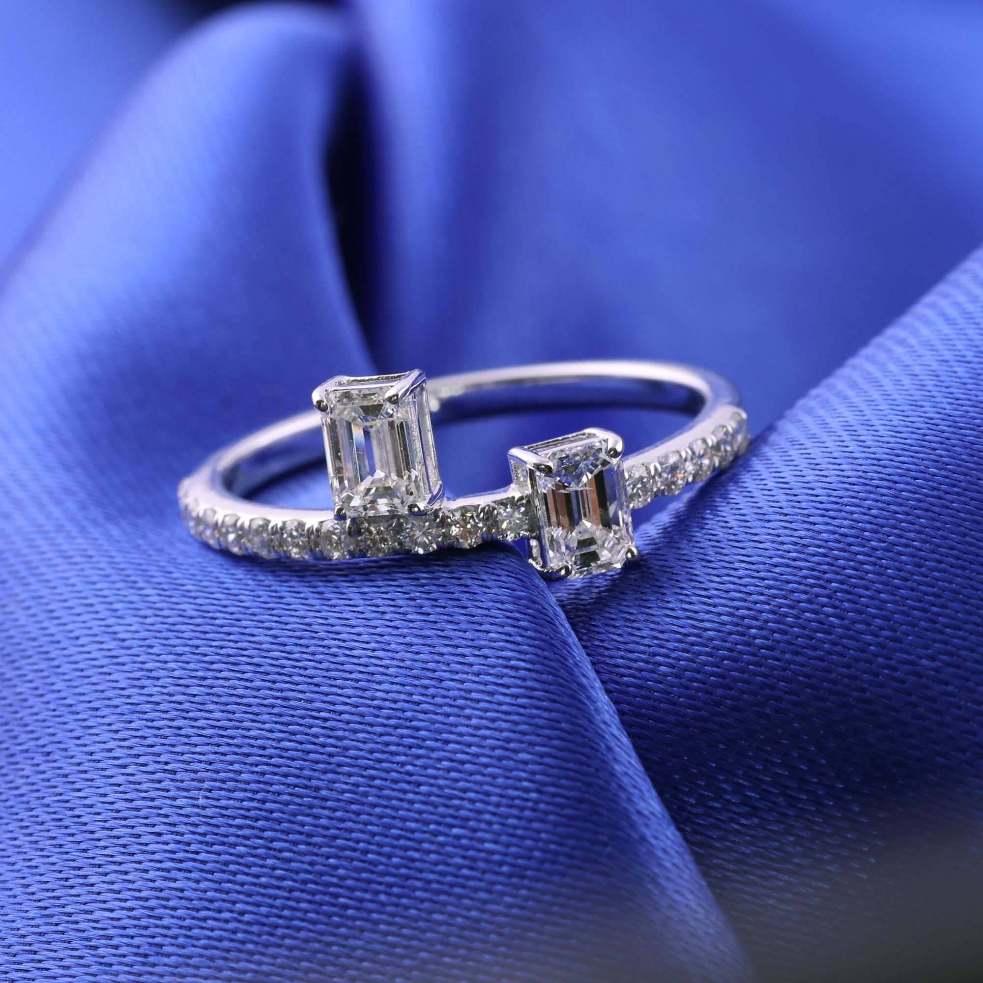 En venta: Anillo de diamantes octogonal natural de 0,81 quilates de color HI y claridad SI en oro blanco de 18 quilates  3