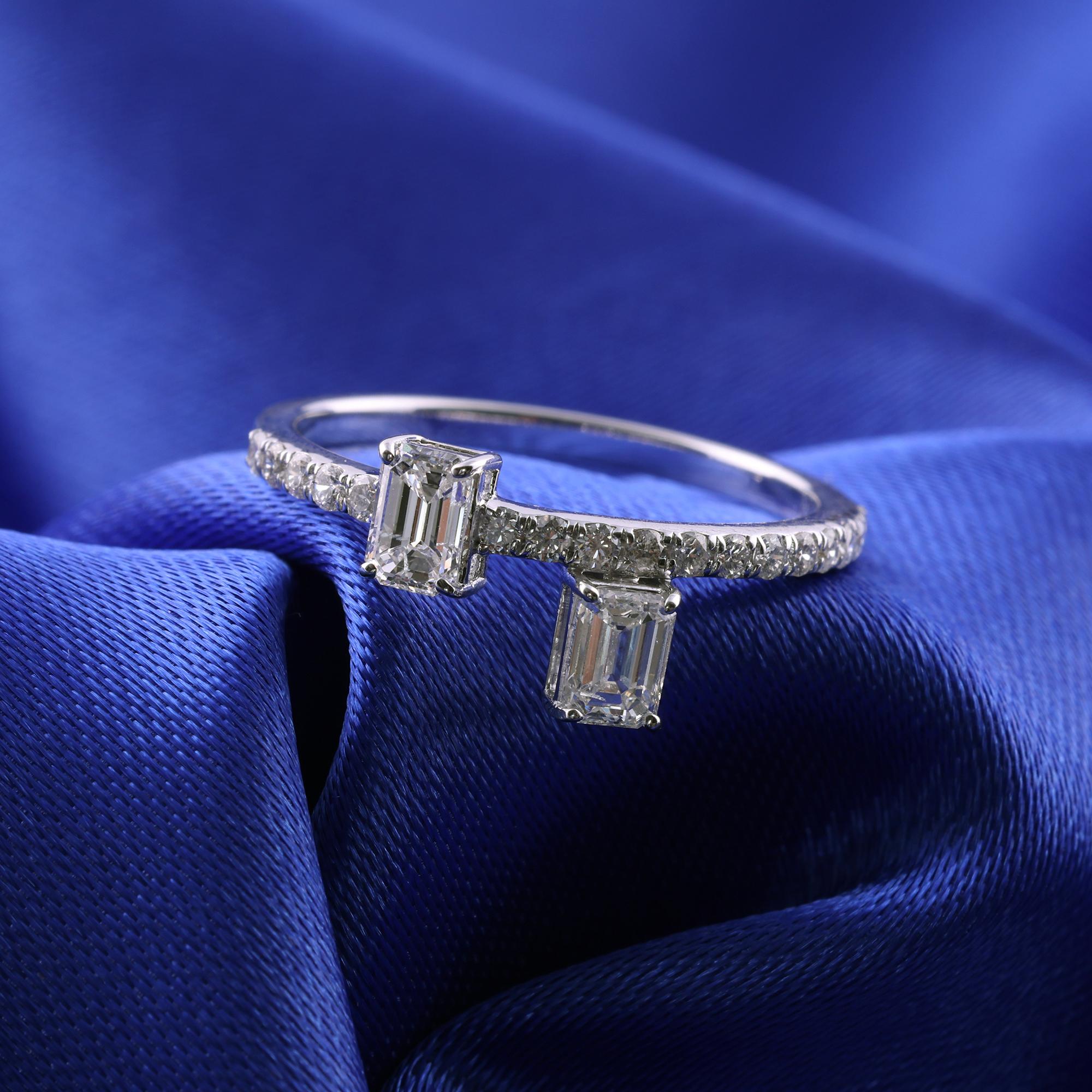 En venta: Anillo de diamantes octogonal natural de 0,81 quilates de color HI y claridad SI en oro blanco de 18 quilates  4