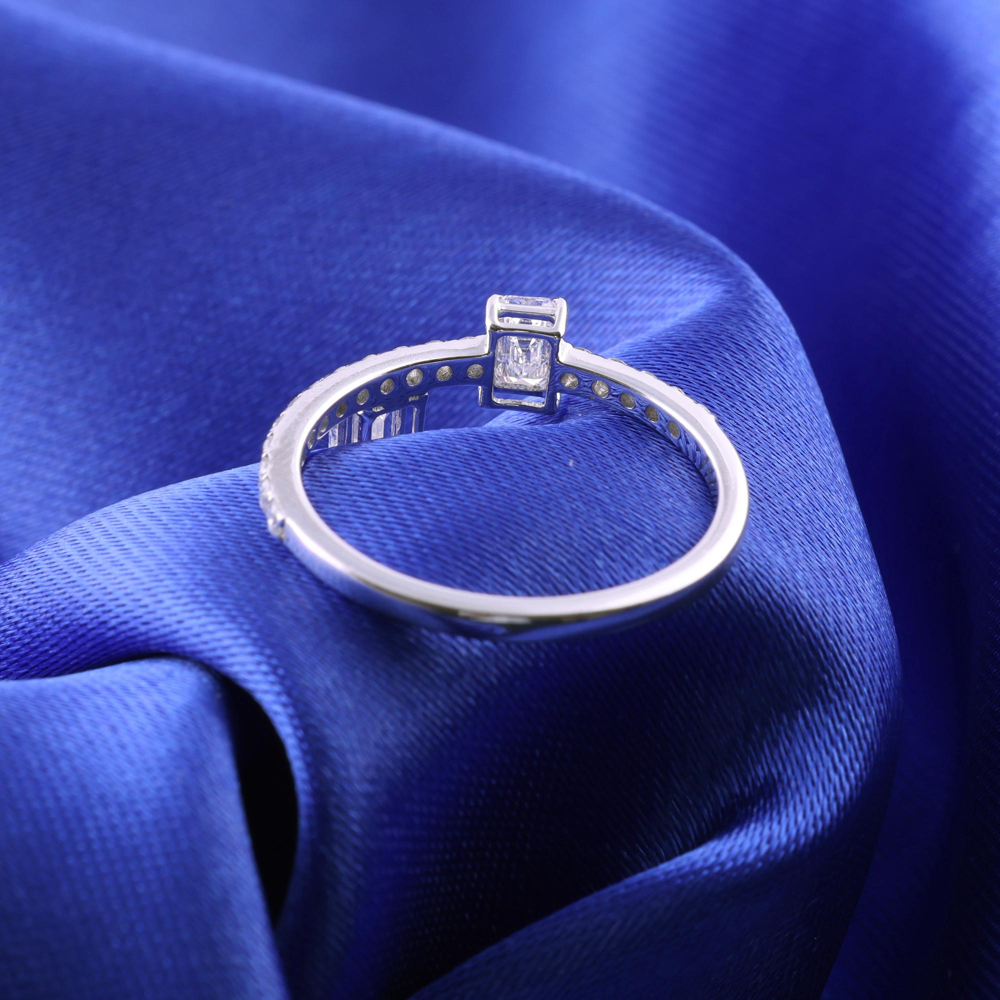 En venta: Anillo de diamantes octogonal natural de 0,81 quilates de color HI y claridad SI en oro blanco de 18 quilates  5