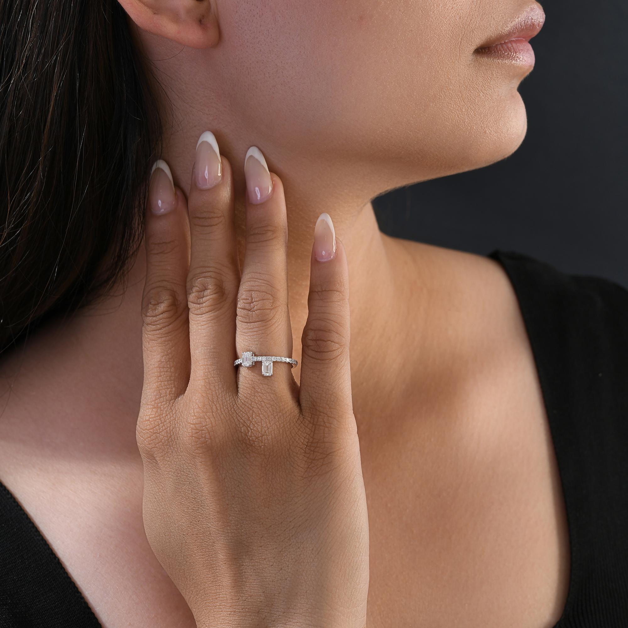 En venta: Anillo de diamantes octogonal natural de 0,81 quilates de color HI y claridad SI en oro blanco de 18 quilates  6