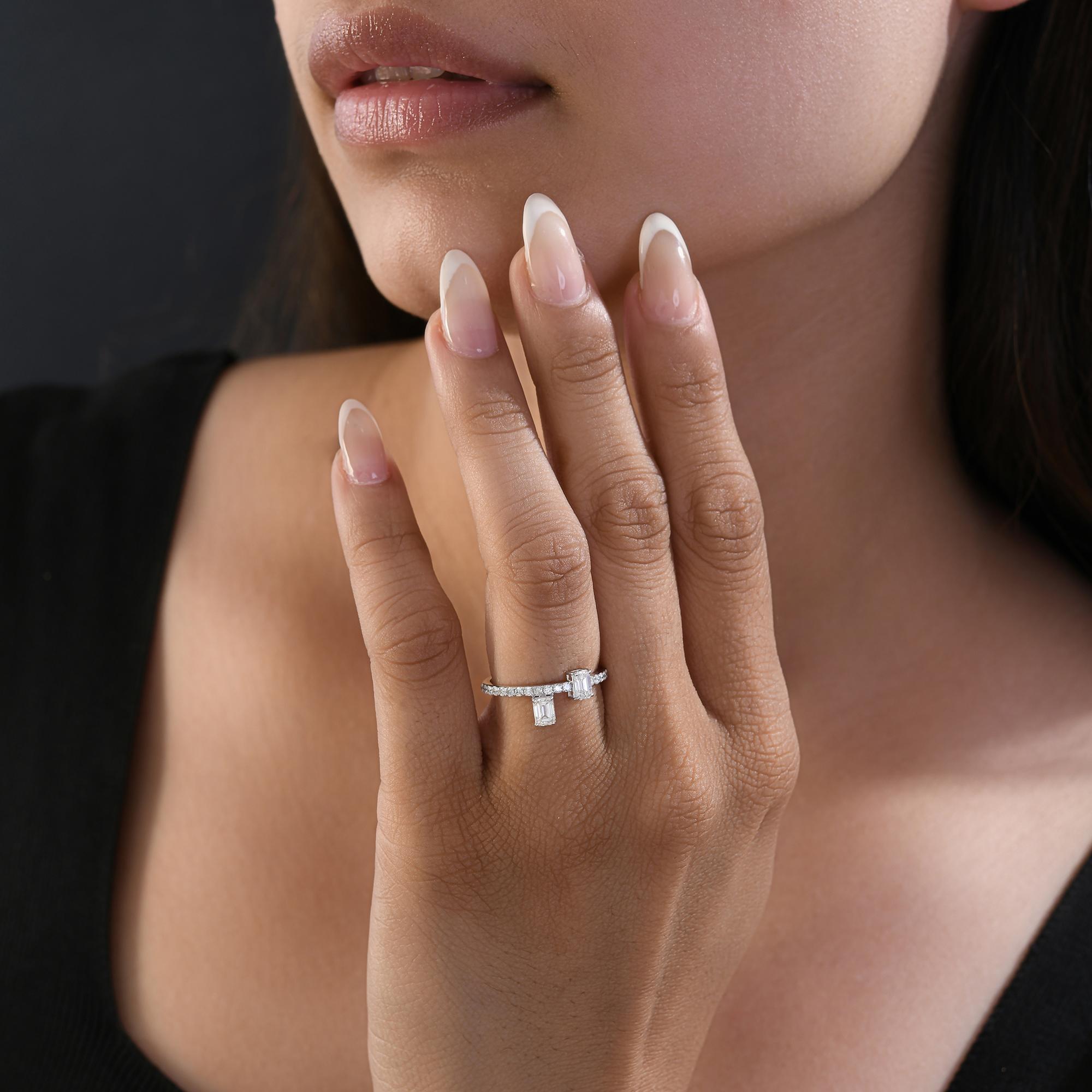 En venta: Anillo de diamantes octogonal natural de 0,81 quilates de color HI y claridad SI en oro blanco de 18 quilates  7