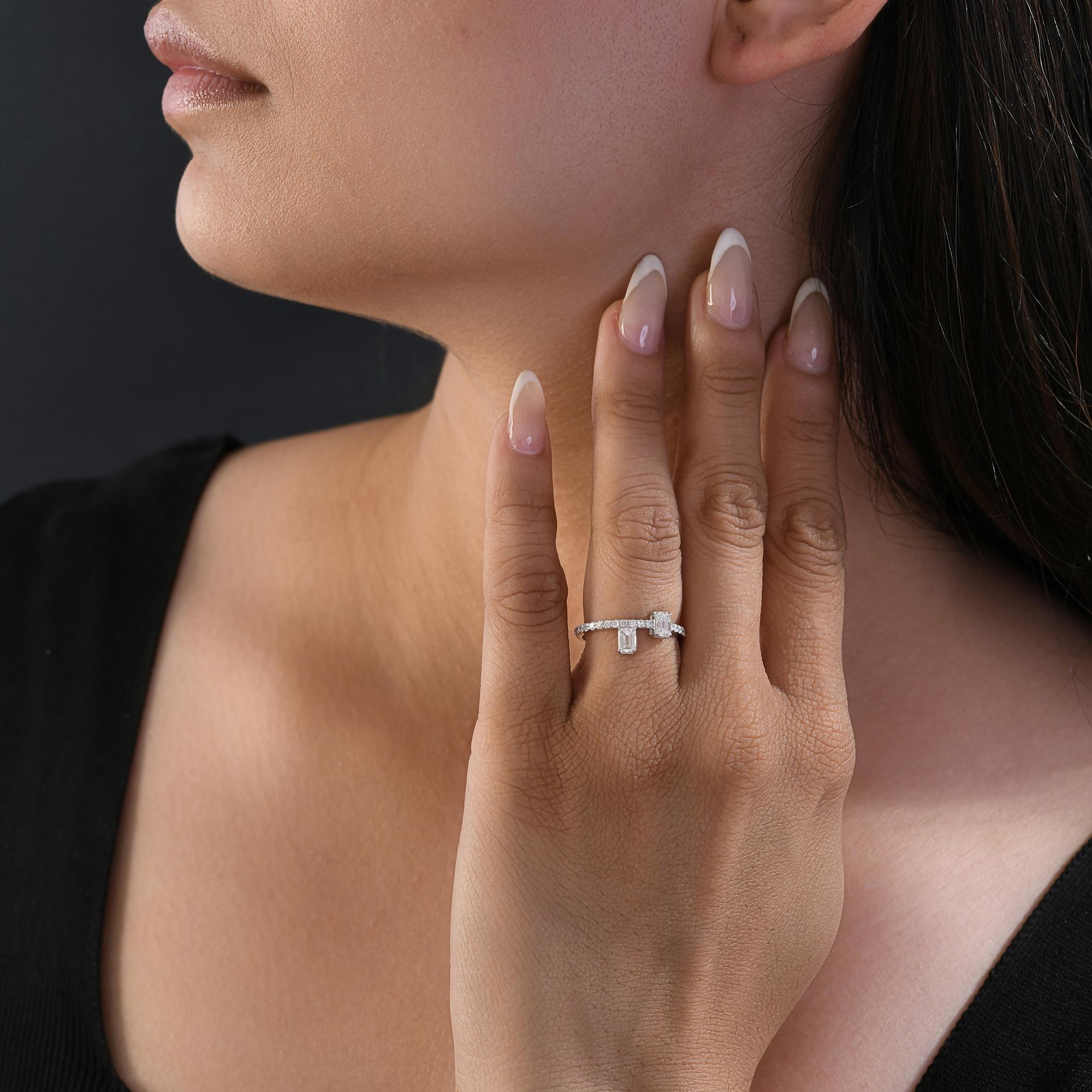 En venta: Anillo de diamantes octogonal natural de 0,81 quilates de color HI y claridad SI en oro blanco de 18 quilates  8