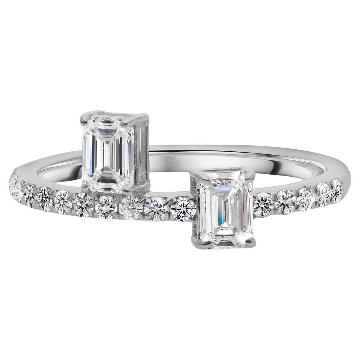 Natürlicher 0,81 Karat HI Farbe SI Reinheit Oktagon Diamantring 18 Karat Weißgold