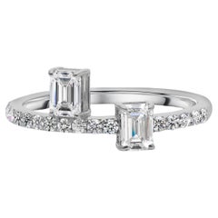 Natürlicher 0,81 Karat HI Farbe SI Reinheit Oktagon Diamantring 18 Karat Weißgold