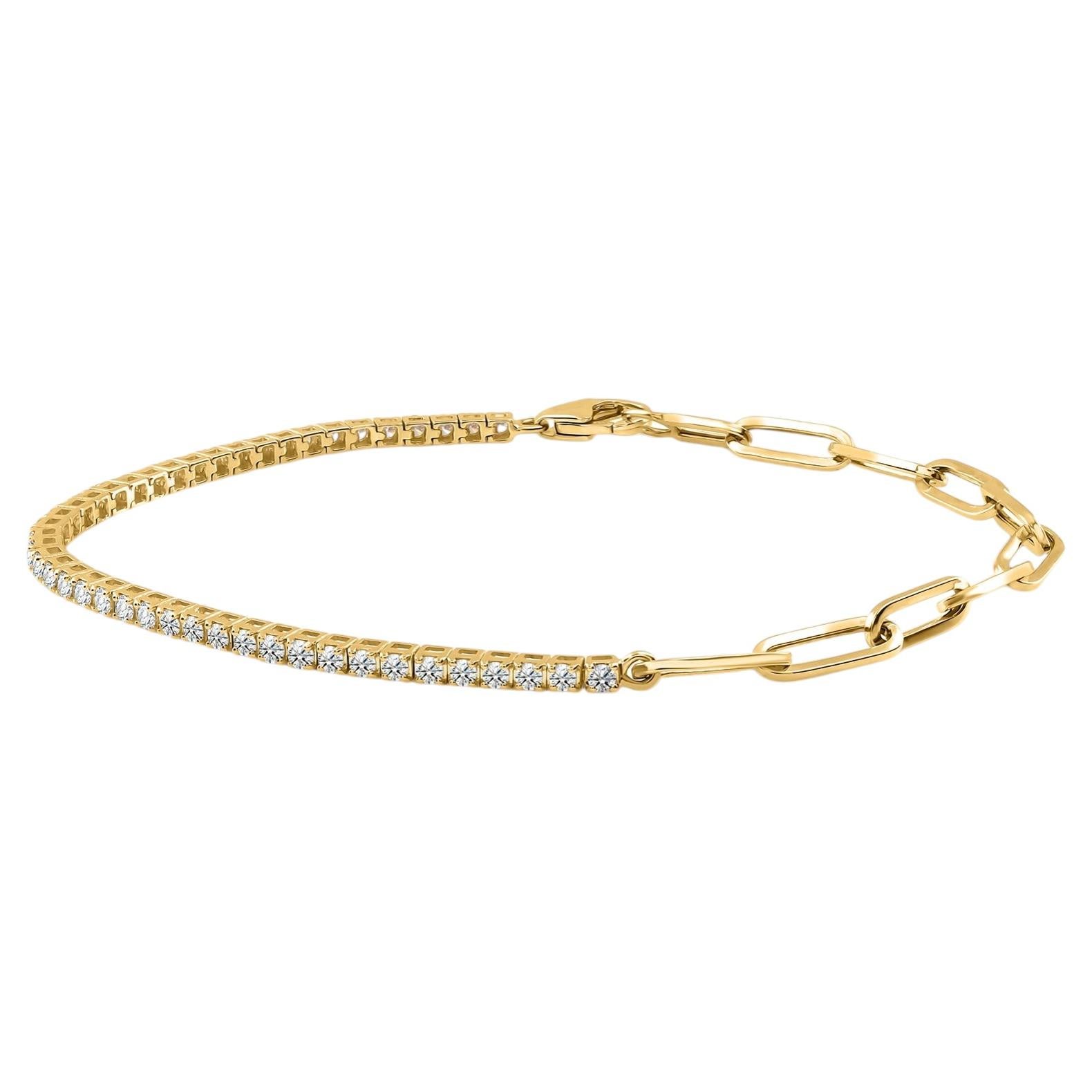 Pulsera de diamantes naturales de 0,81 quilates, claridad SI y color HI, oro amarillo de 14 quilates