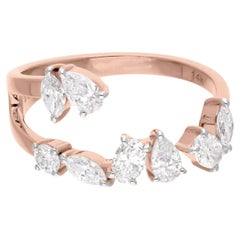 Anillo de diamantes naturales de 0,82 quilates con claridad SI y color HI Joyas de oro rosa de 14 quilates