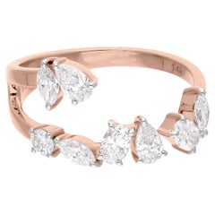 Anello con diamante naturale da 0,82 carati SI Clarity HI Color Gioielli in oro rosa 14 carati