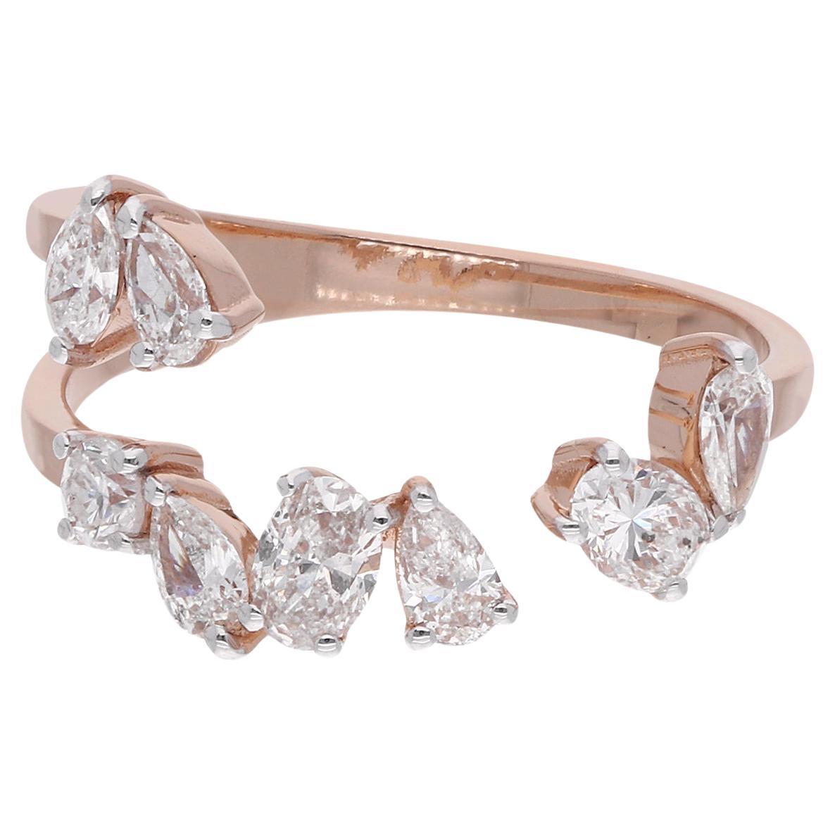 Anello di diamanti naturali da 0,82 carati SI Clarity HI Color in oro rosa 14k Gioielli di pregio