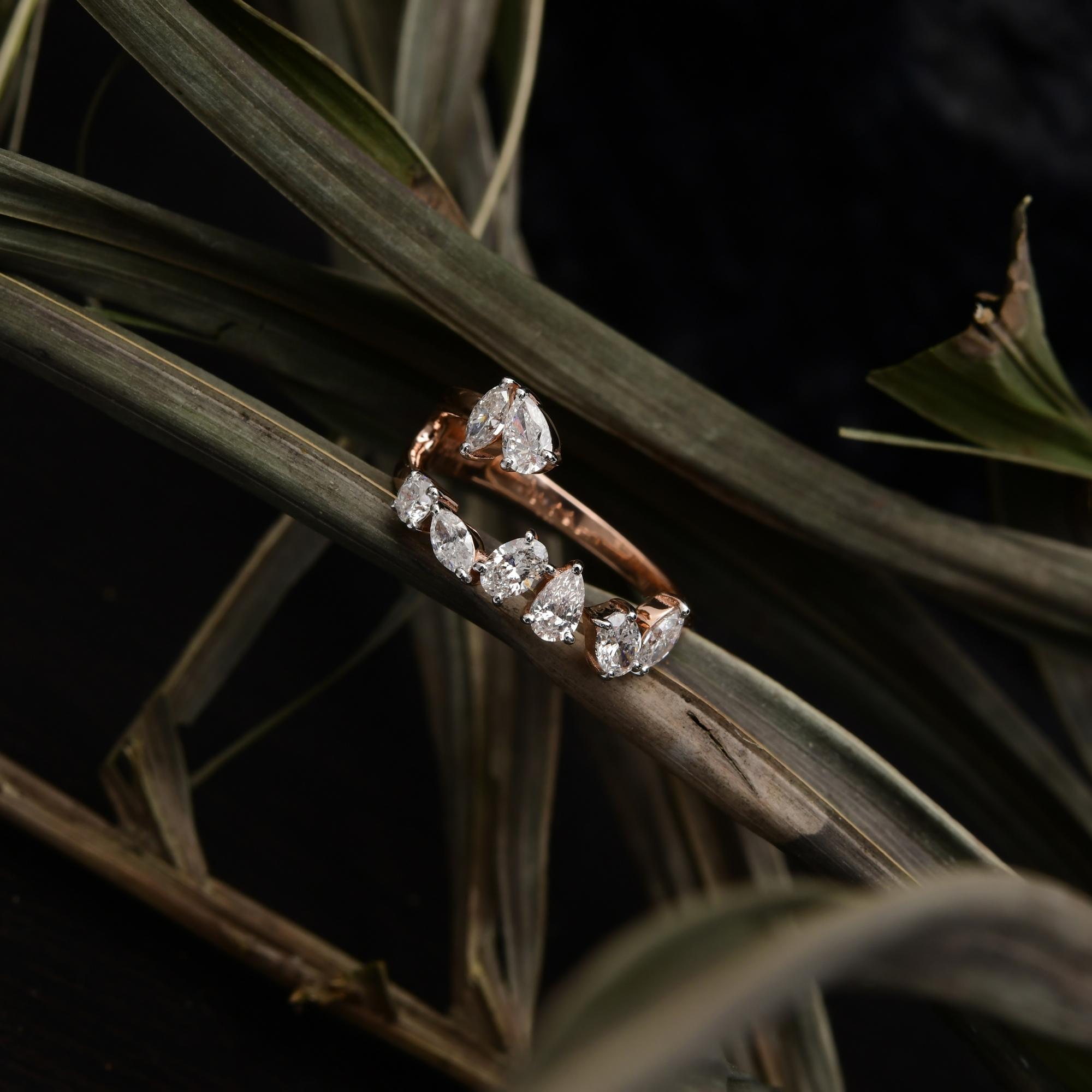 Anello con diamante naturale da 0,82 carati SI Clarity HI Color Gioielli in oro rosa 18 carati In condizioni Nuovo in vendita a Diera, Dubai