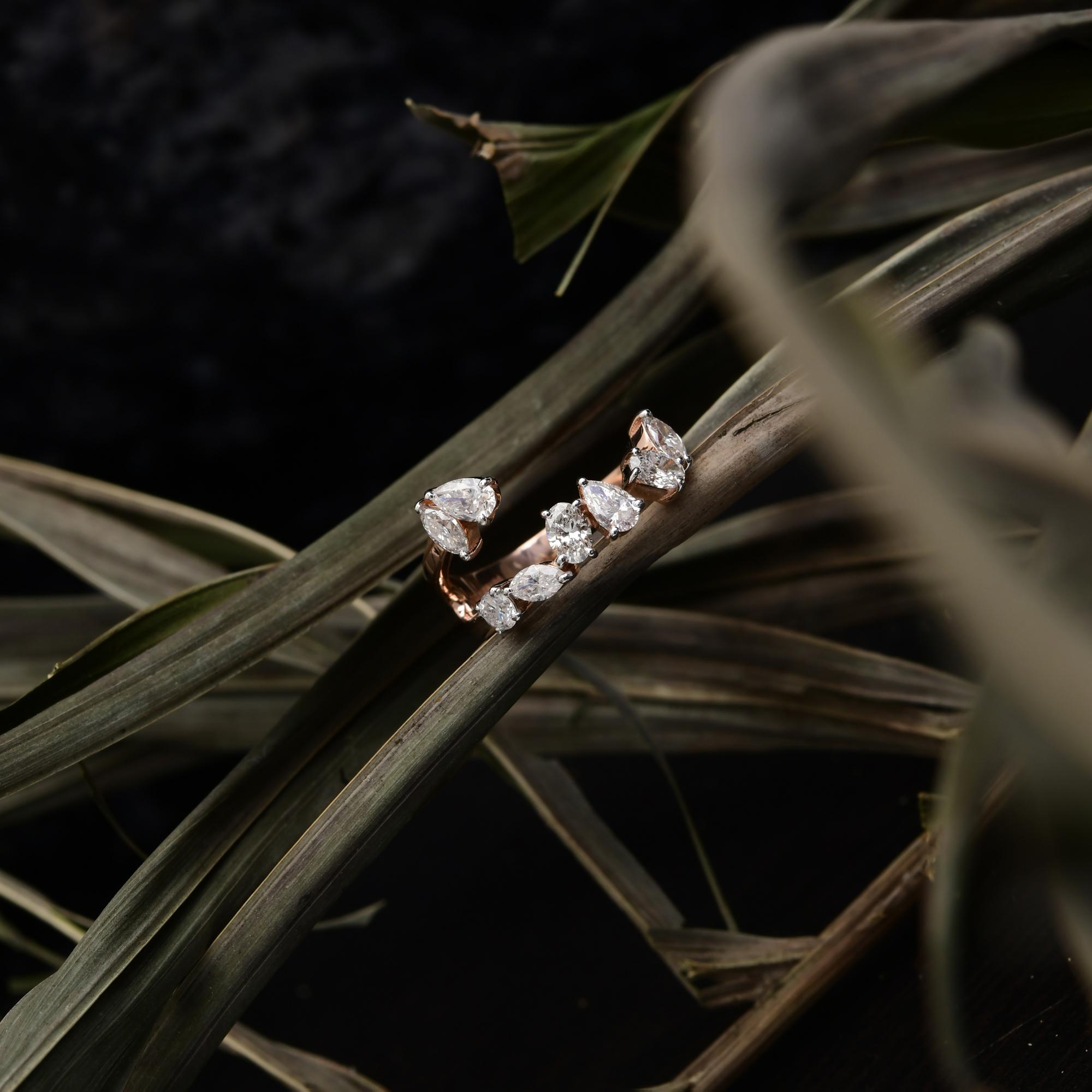 Donna Anello con diamante naturale da 0,82 carati SI Clarity HI Color Gioielli in oro rosa 18 carati in vendita