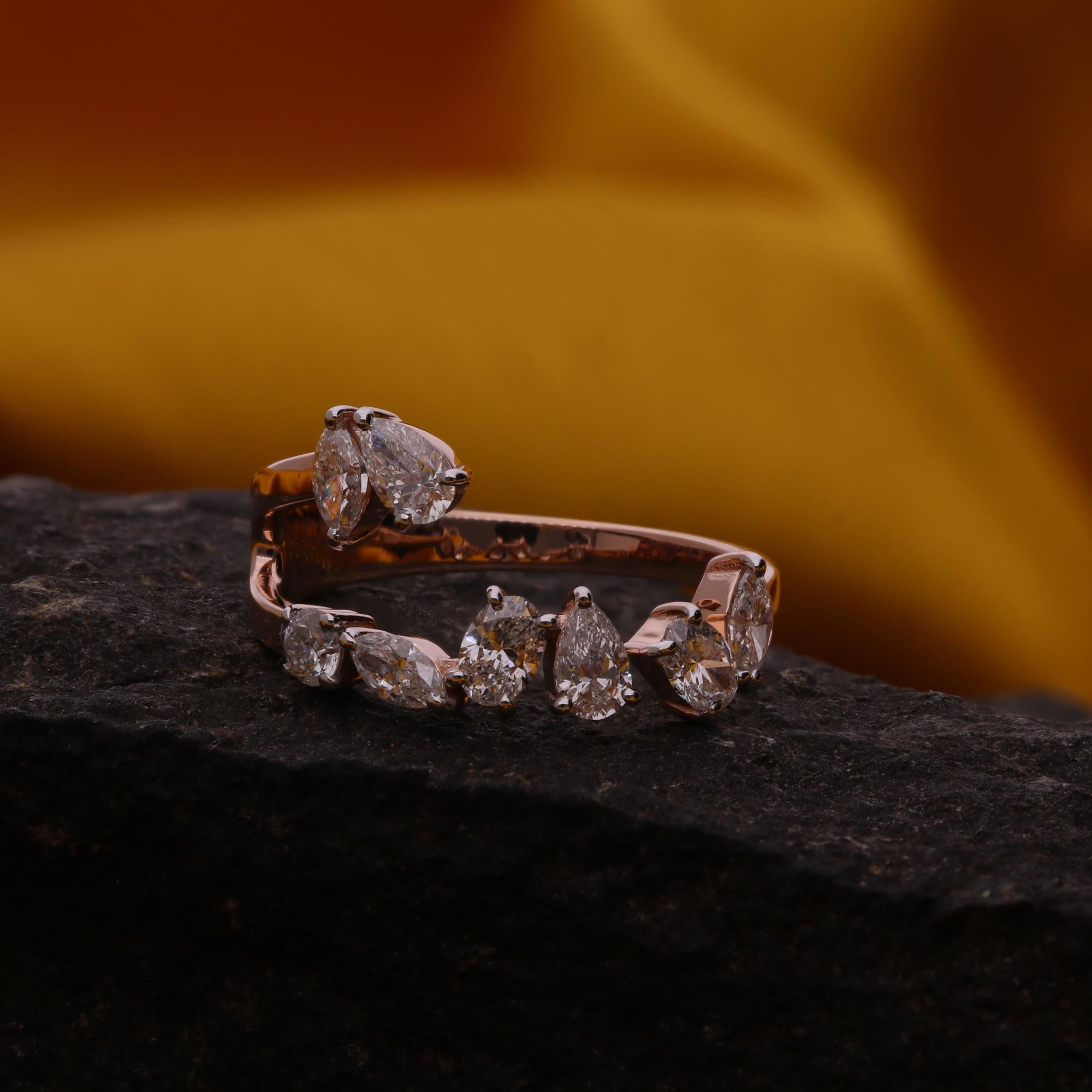 Anello con diamante naturale da 0,82 carati SI Clarity HI Color Gioielli in oro rosa 18 carati in vendita 2