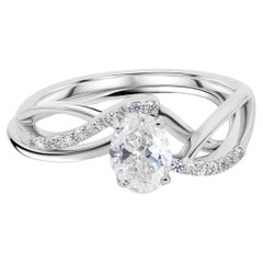Natürlicher 0,82 Karat SI Reinheit HI Farbe Oval Diamantring 18 Karat Weißgold
