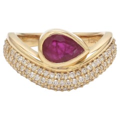 Natural 0.82cts Ruby & 0.33cts Diamond Ring in 14k Gold