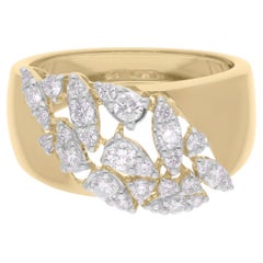 Natural 0.83 Carat SI/H Diamond Cluster Dome Ring 14 Karat Yellow Gold