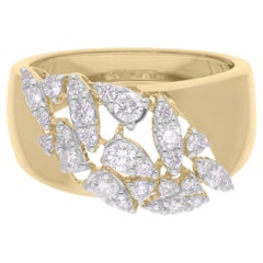 Natural 0.83 Carat SI/H Diamond Cluster Dome Ring 18 Karat Yellow Gold