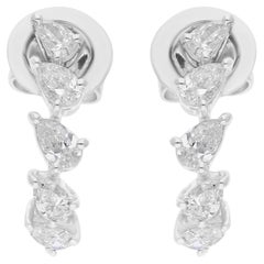 Natürlicher 0,83 Karat SI/H Birnenschliff Diamant-Ohrringe aus 18 Karat Weißgold mit Brillantschliff