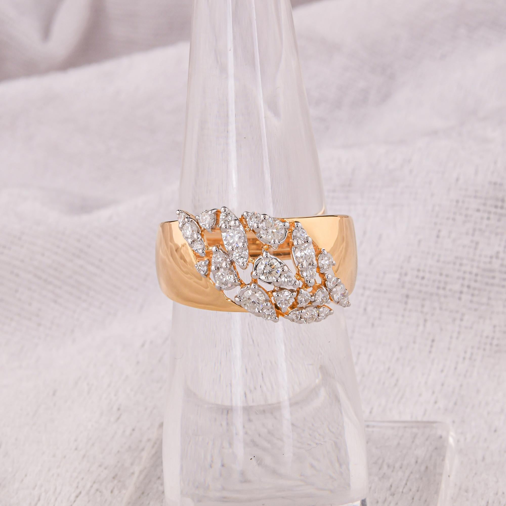 Natürlicher 0,83 Karat SI/H Diamantring aus 18 Karat Gelbgold mit rundem Brillantschliff (Moderne) im Angebot