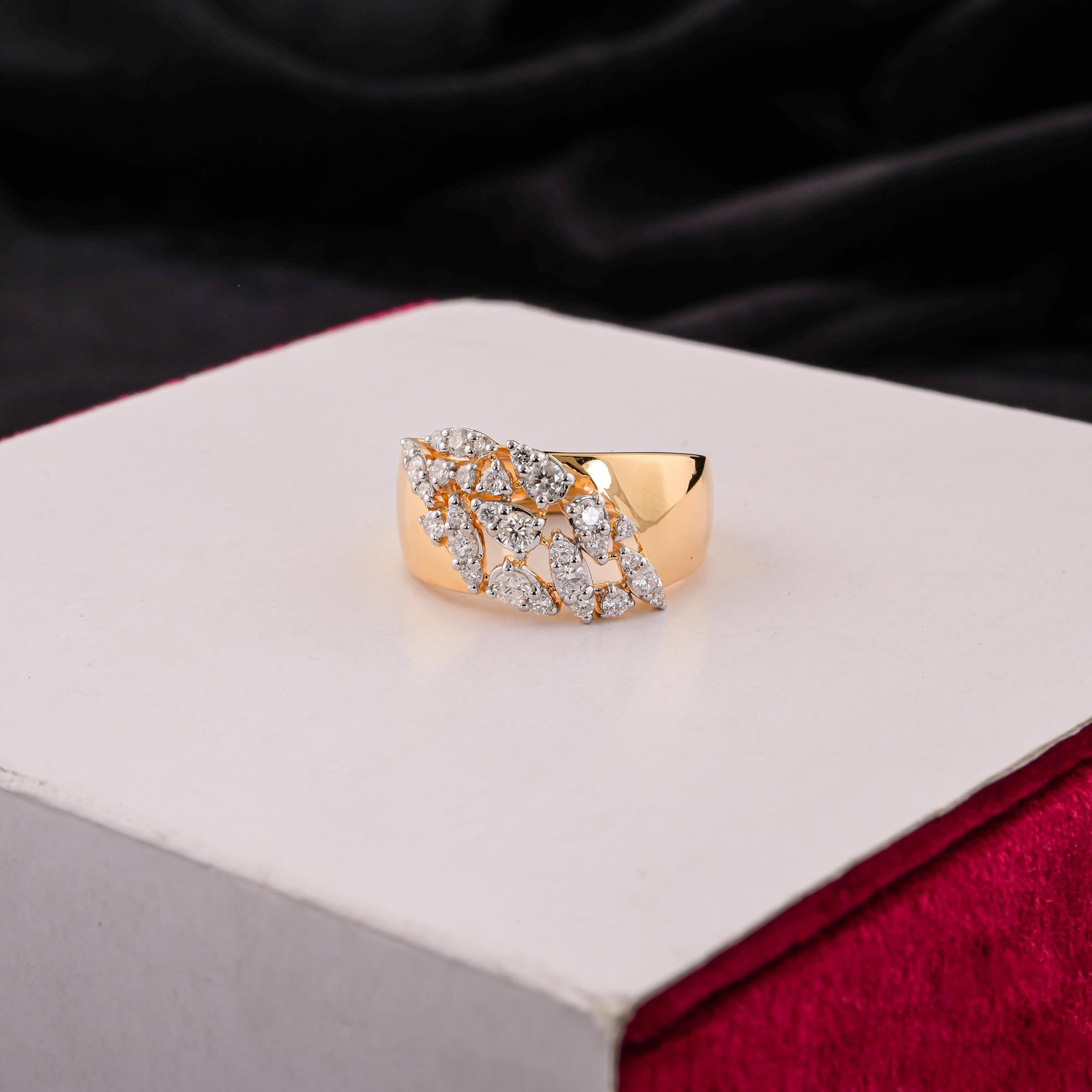 Natürlicher 0,83 Karat SI/H Diamantring aus 18 Karat Gelbgold mit rundem Brillantschliff (Rundschliff) im Angebot