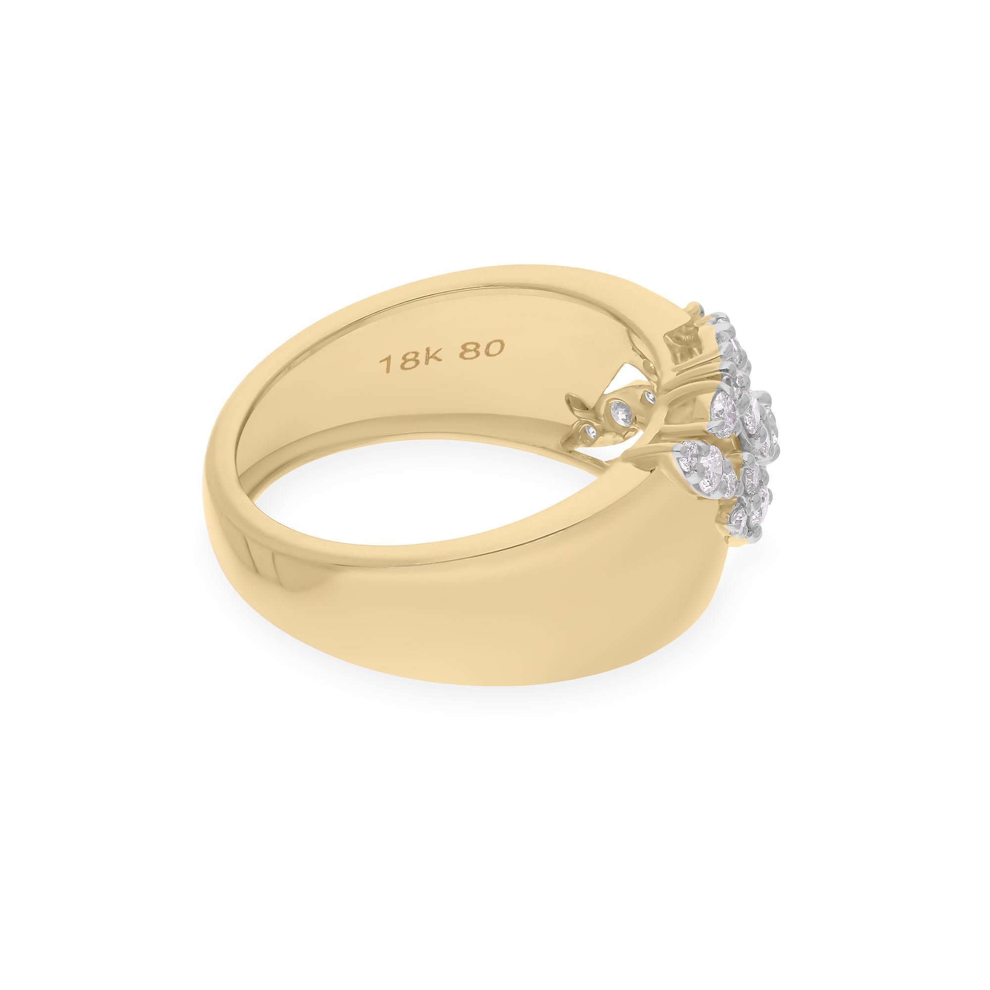 Natürlicher 0,83 Karat SI/H Diamantring aus 18 Karat Gelbgold mit rundem Brillantschliff im Zustand „Neu“ im Angebot in Diera, Dubai