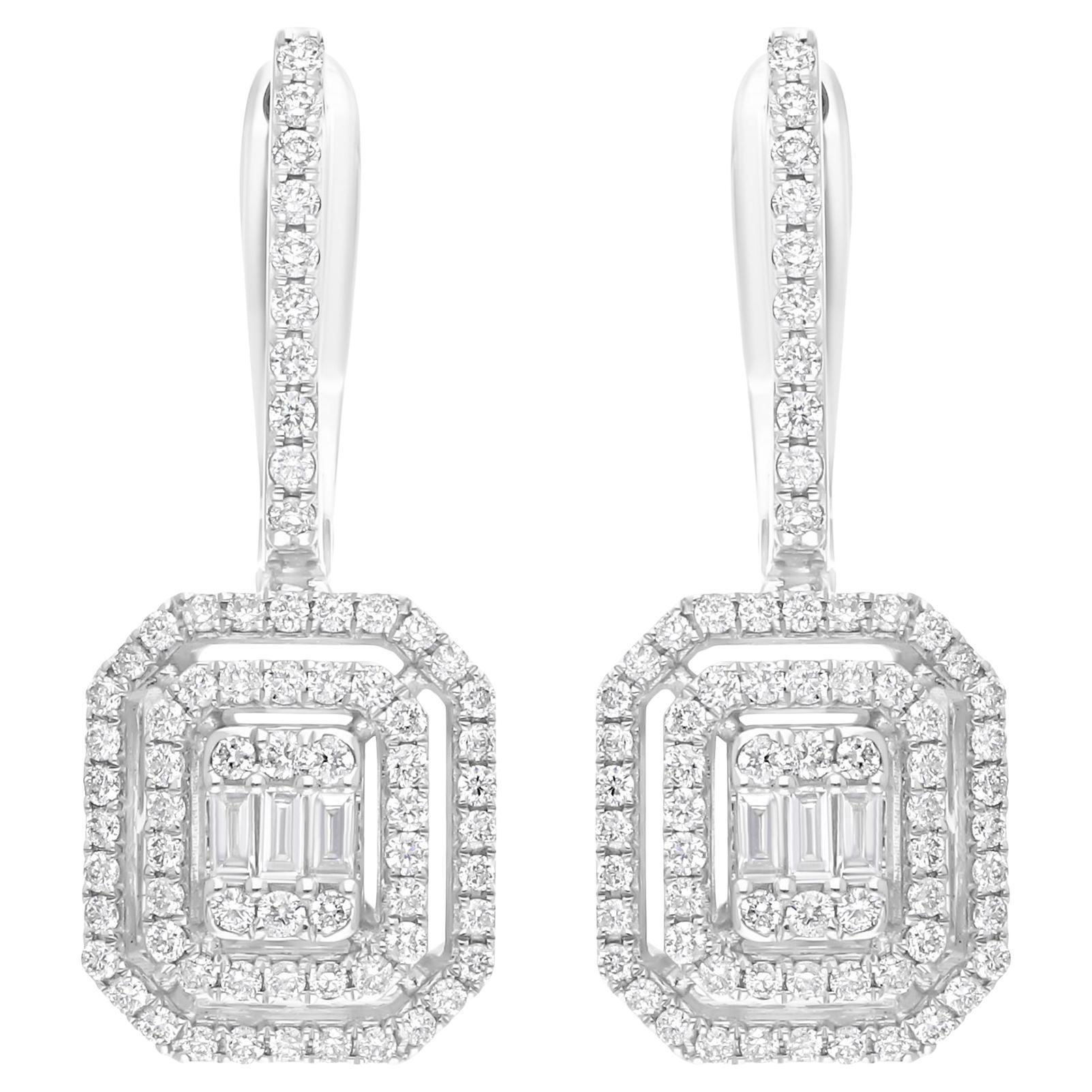 Natürliche 0,84 Karat SI/H Diamant-Ohrhänger aus 18 Karat Weißgold feiner Schmuck (Moderne) im Angebot