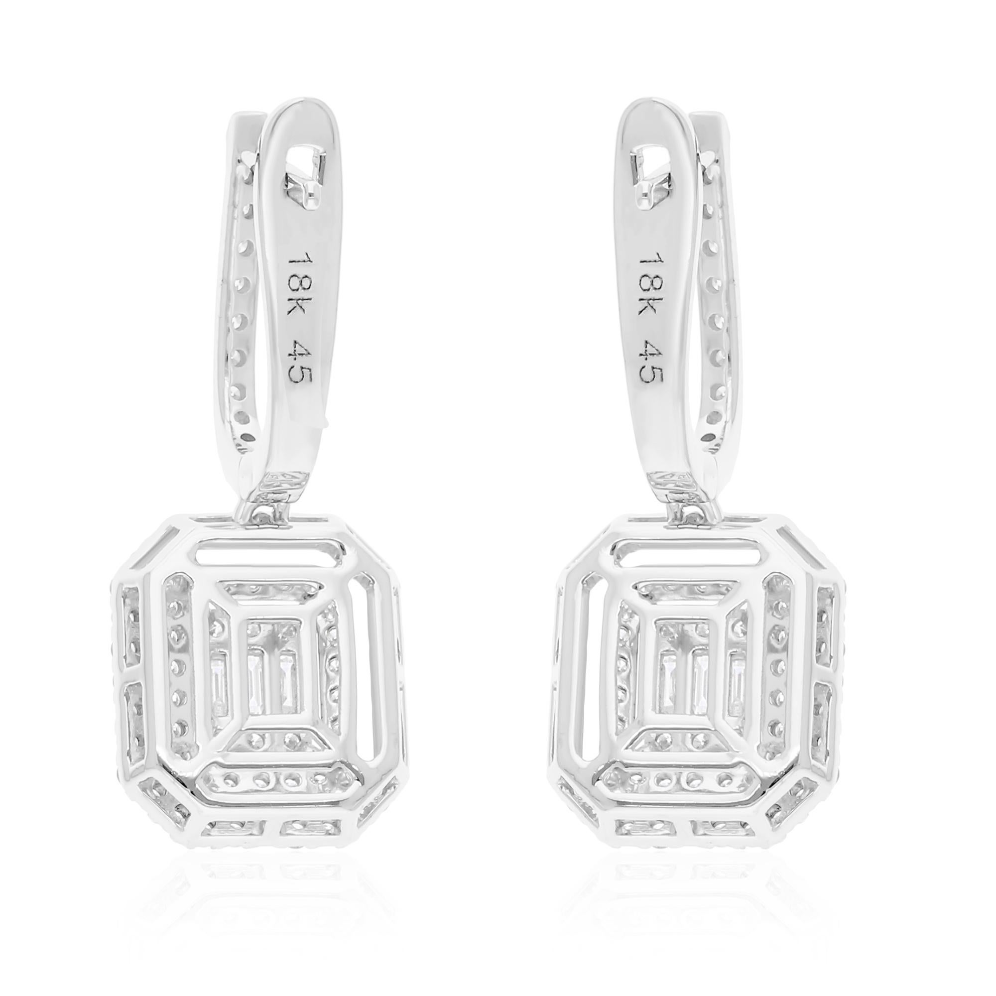 Natürliche 0,84 Karat SI/H Diamant-Ohrhänger aus 18 Karat Weißgold feiner Schmuck im Zustand „Neu“ im Angebot in Diera, Dubai