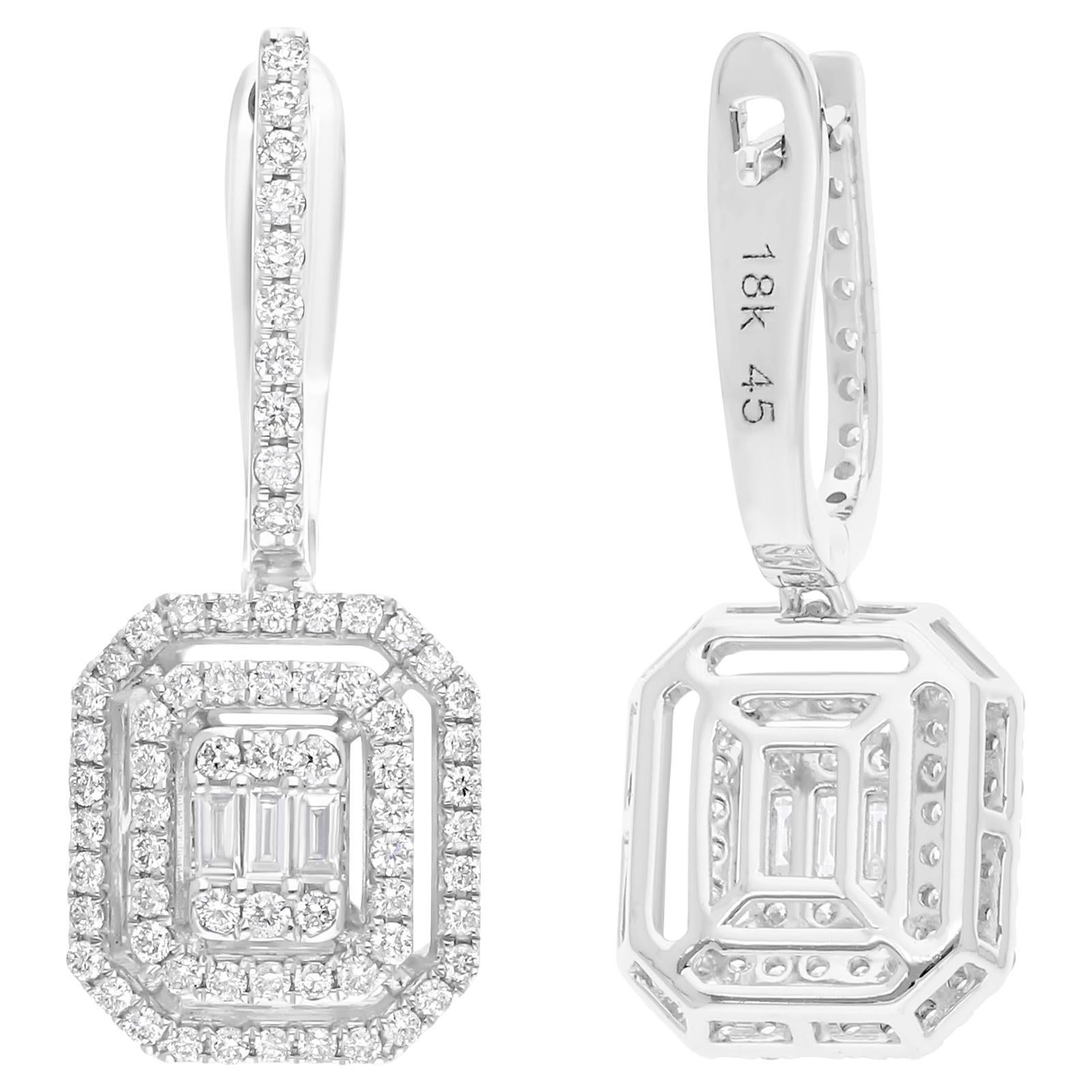 Natürliche 0,84 Karat SI/H Diamant-Ohrhänger aus 18 Karat Weißgold feiner Schmuck im Angebot
